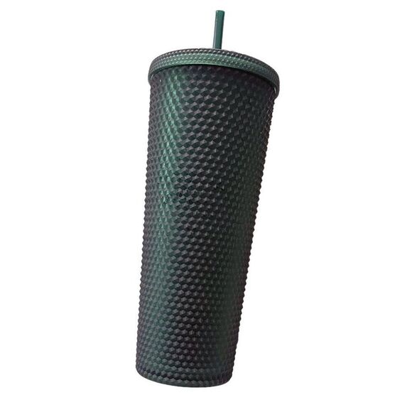 Starbucks Jelly Studded Matte Dark Green Honeycomb Tumbler with Straw - Picture 2 of 4